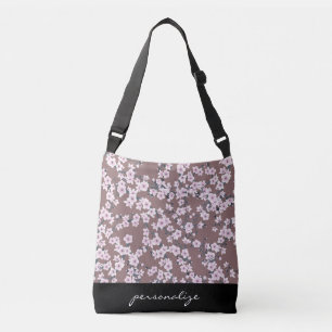 Dusky Pink Cherry Blossoms Pattern Crossbody Bag
