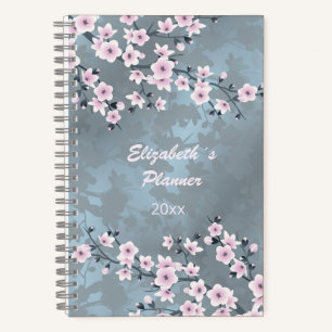 Dusky Pink Dusty Blue Cherry Blossom Name Year  Notebook