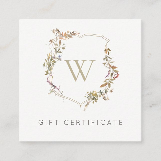 Dusky Pink Fleur sauvage Crest Certificat cadeau (Devant)