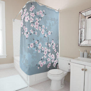 Dusky Pink Grayish Blue Cherry Blossom Floral