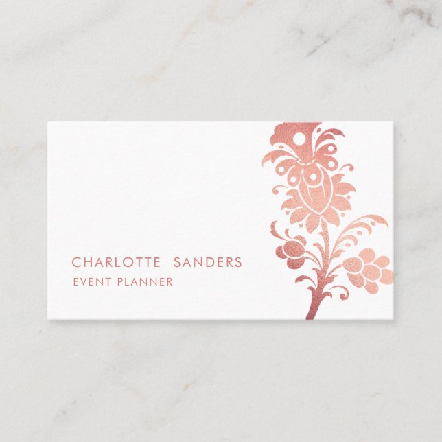 Dusky pink luxury minimal floral chic  business card (Front)