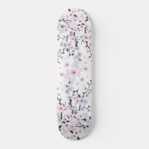 Dusky Pink Mauve Cherry Blossom Skateboard