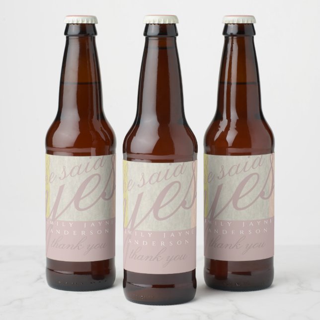 Dusky Pink Modern Bridal Shower THANK YOU Classic Beer Bottle Label (Bottles)