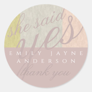 Dusky Pink Modern Bridal Shower THANK YOU Classic Round Sticker