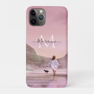 Dusky Pink Monogram Beach Photography iPhone 11 Pro Case