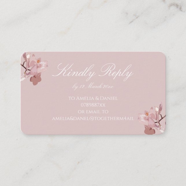Dusky Pink Orchid RSVP  Enclosure Card (Front)