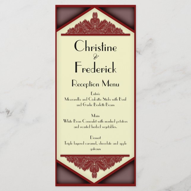 Dusky Pink Vintage, wedding menu and program (Front)