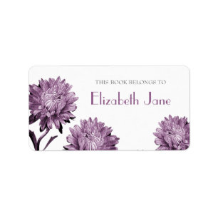 Dusky Purple Aster Bookplate Labels
