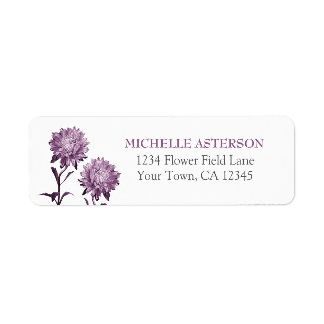 Dusky Purple Aster Return Address Label (Front)