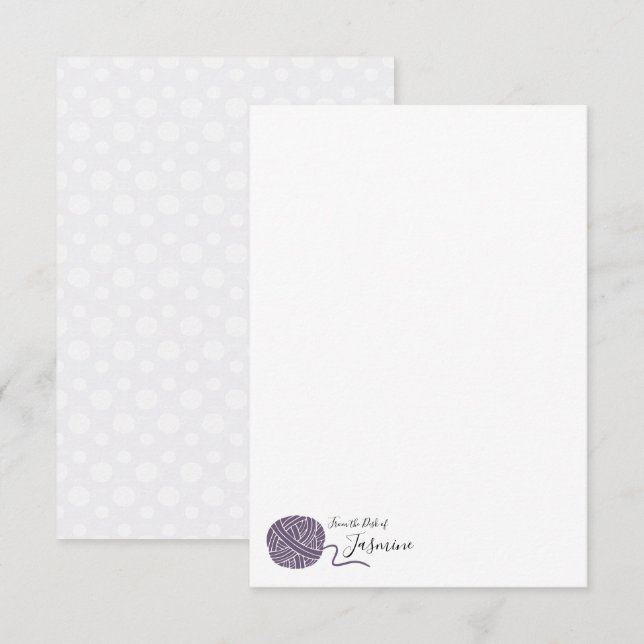 Dusky Purple Grape Yarn Ball Note Card (Front/Back)