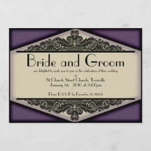 Dusky Purple Vintage, wedding invite