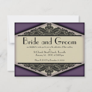 Dusky Purple Vintage, wedding invite