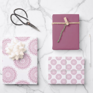 Dusky Rose Confetti Lace Classic Polka Dots Wrapping Paper Sheet