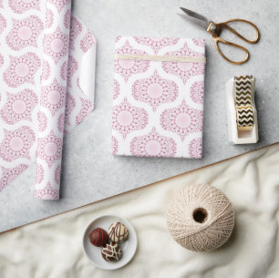 Dusky Rose Confetti Lace Dot Mandala Retro Ogee Wrapping Paper