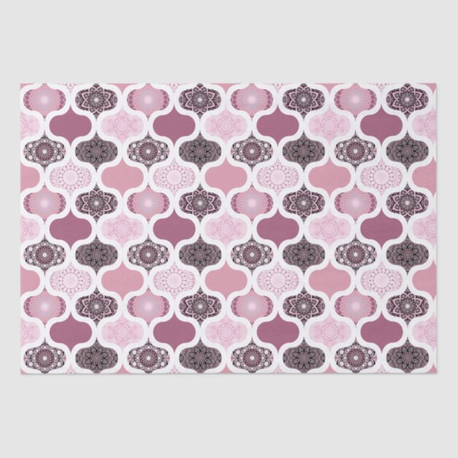 Dusky Rose Dot Mandalas Ogee Patchwork Tissue Paper (Front)