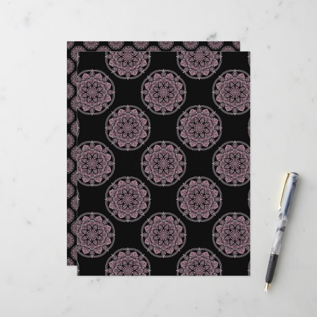 Dusky Rose Fronds Polka Dots Mandala (Front/Back In Situ)