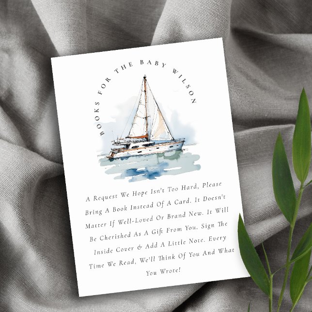 Dusky Sailboat Seascape Books For Bridal Shower Enclosure Card (Creator Uploaded)