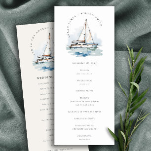 Dusky Sailboat Yacht Seascape Wedding Programme