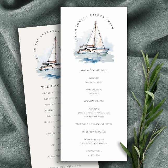 Dusky Sailboat Yacht Seascape Wedding Programme (Créateur téléchargé)