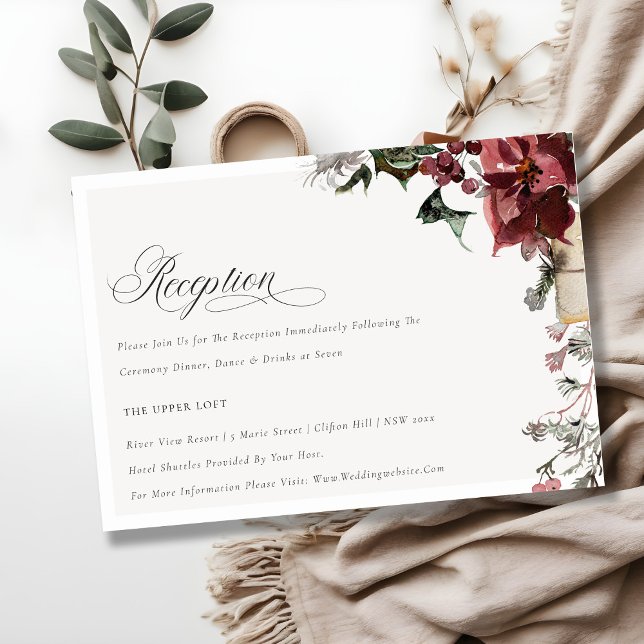 Dusky Warm Winter Festive Fauna Wedding Reception Enclosure Card (Creator Uploaded)