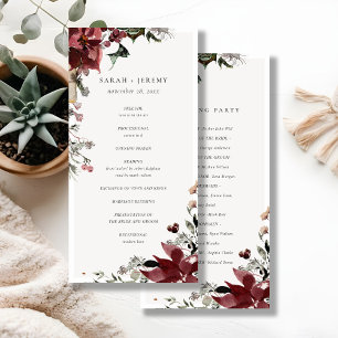 Dusky Warm Winter Festive Foliage Wedding Program