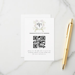 Dusky Wildflower Monogram Crest Wedding Enclosure Card