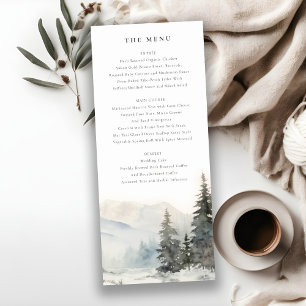 Dusky Winter Snow Mountain Landscape Menu Card