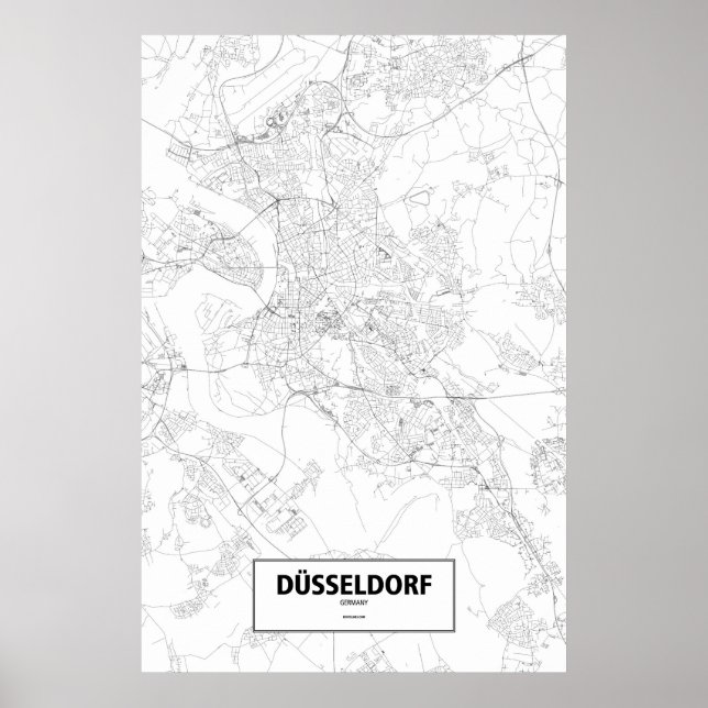 Dusseldorf, Germany (black on white) Poster (Front)