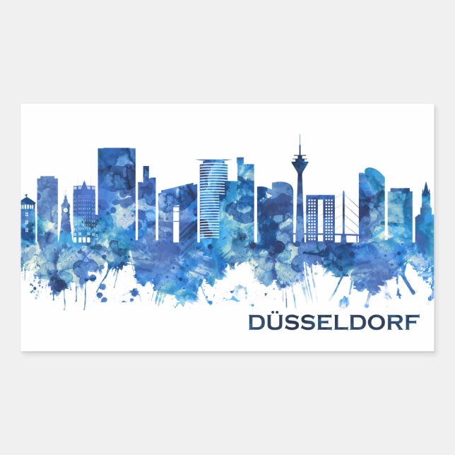 Dusseldorf Germany Skyline Blue Sticker (Front)