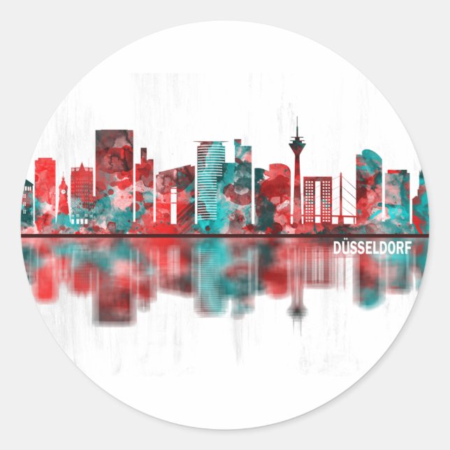 Dusseldorf Germany Skyline Classic Round Sticker (Front)