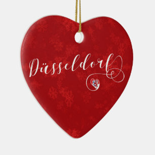 Düsseldorf Heart, Christmas Tree Ornament, Germany Ceramic Ornament