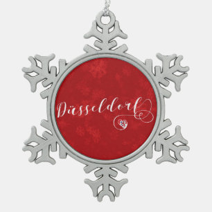 Düsseldorf Heart, Christmas Tree Ornament, Germany Snowflake Pewter Christmas Ornament