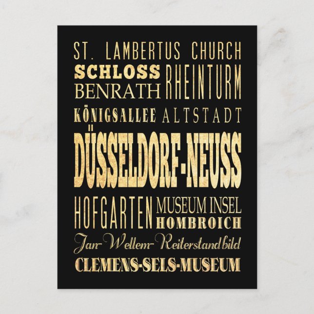 Düsseldorf-Neuss of Germany Typography Art Postcard (Front)