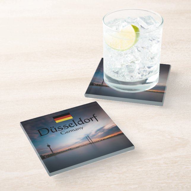Dusseldorf Souvenir Glass Coaster (Angled)