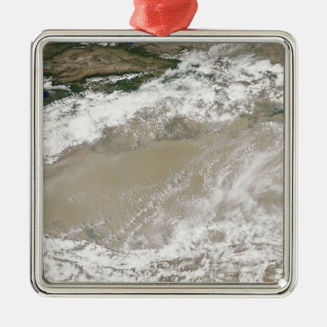 Dust and clouds hovered over the Taklimakan Des Metal Ornament (Front)
