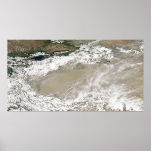 Dust and clouds hovered over the Taklimakan Des Poster