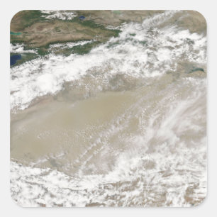 Dust and clouds hovered over the Taklimakan Des Square Sticker