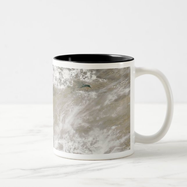 Dust and clouds hovered over the Taklimakan Des Two-Tone Coffee Mug (Right)
