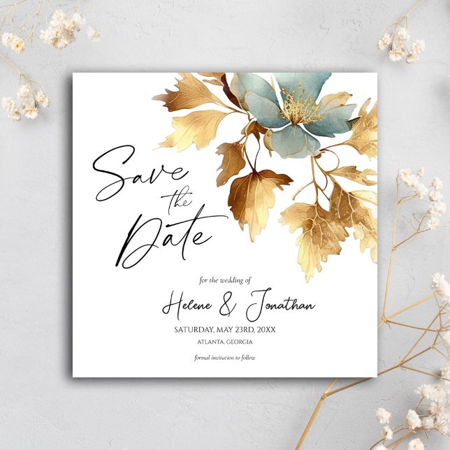 Dust Blue Boho Wedding Save The Date Invitation (Dust Blue Boho Wedding Save The Date Invitation)