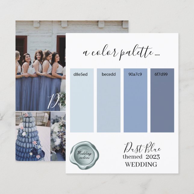 Dust Blue Wedding colours Palette Card 2023 (Front/Back)