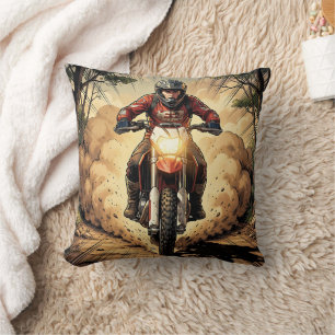 Dust & Determination Full Throttle Motocross Throw Pillow