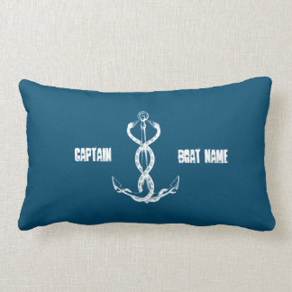 Dust Nautical Boat Name Anchor Blue Lumbar Pillow