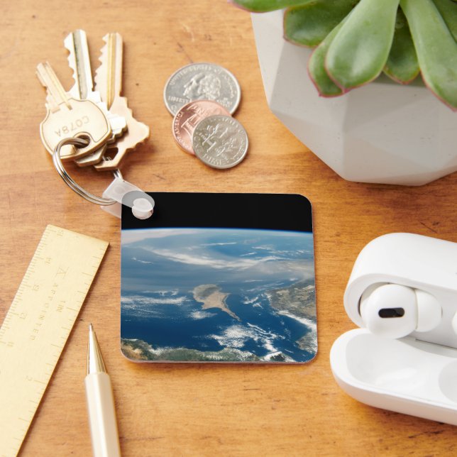 Dust Over The Mediterranean Sea And Cyprus Island Keychain (Desk)