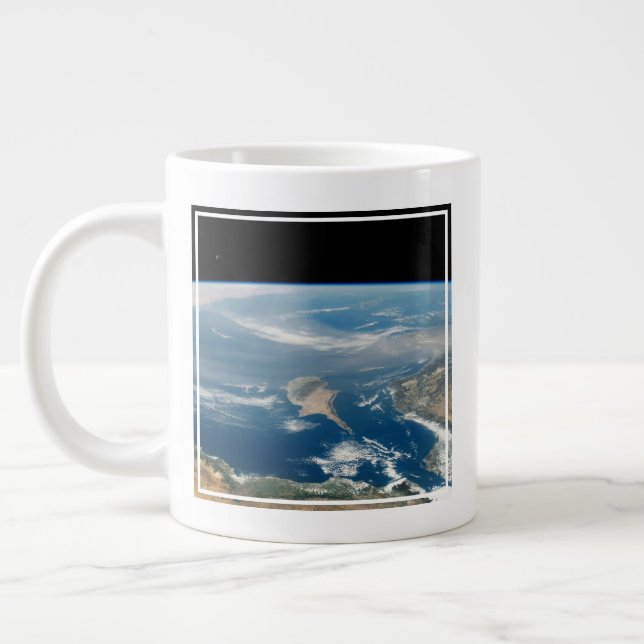 Dust Over The Mediterranean Sea And Cyprus Island Large Coffee Mug (Left)