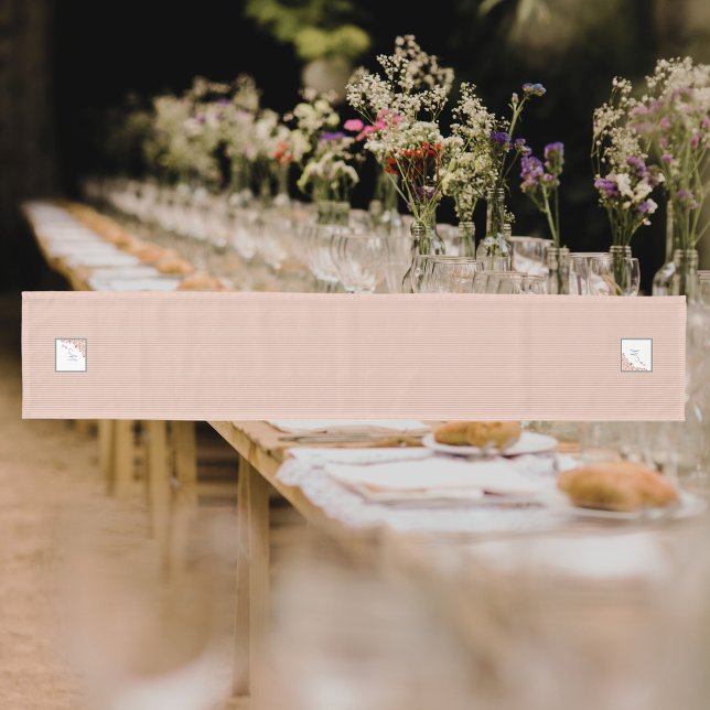 Dust Peach Stripe Terracotta Butterfly Monogram Medium Table Runner (Creator Uploaded)