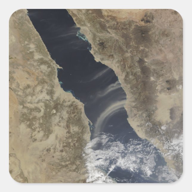 Dust plumes blow off the coast of Saudi Arabia Square Sticker (Front)