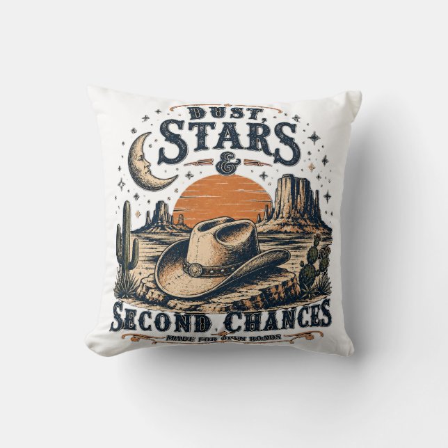 Dust Stars Second Chances Western Design Throw Pillow (Front)