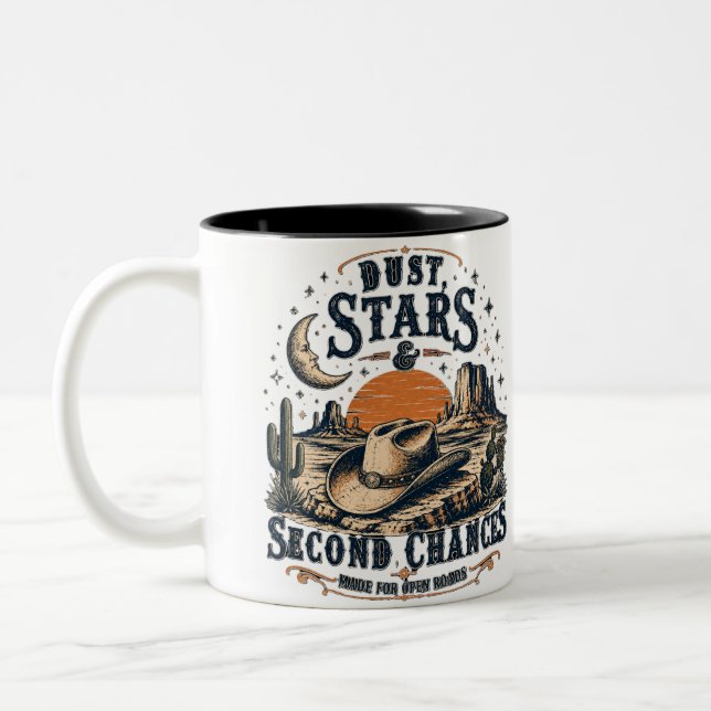 Dust Stars Second Chances Western Design Two-Tone Coffee Mug (Left)