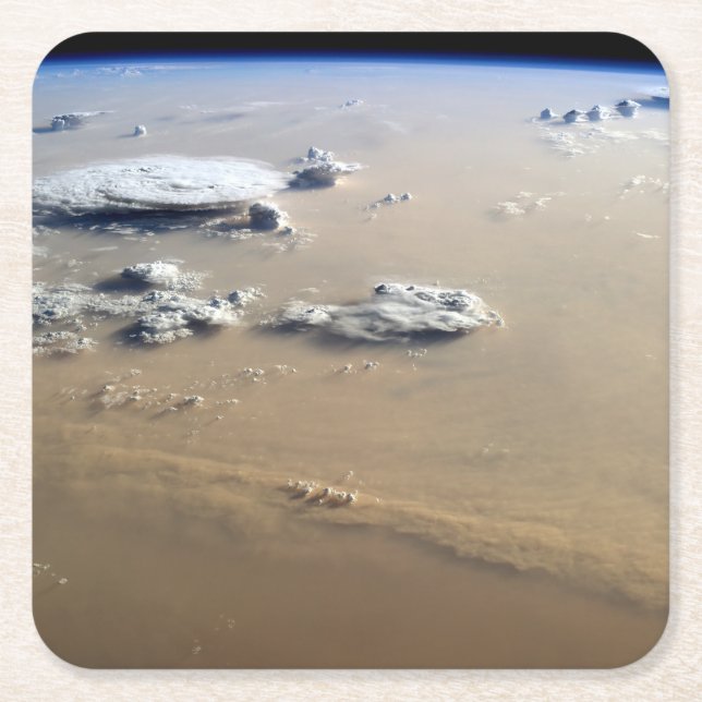 Dust Storm Across The Sand Seas Of Sahara Desert. Square Paper Coaster (Front)