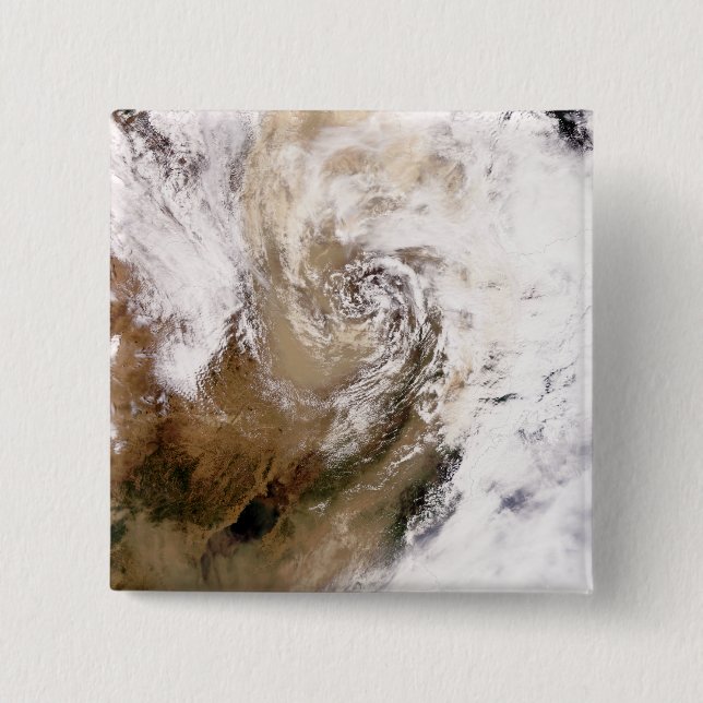 Dust storm in northern China 2 Inch Square Button (Front)